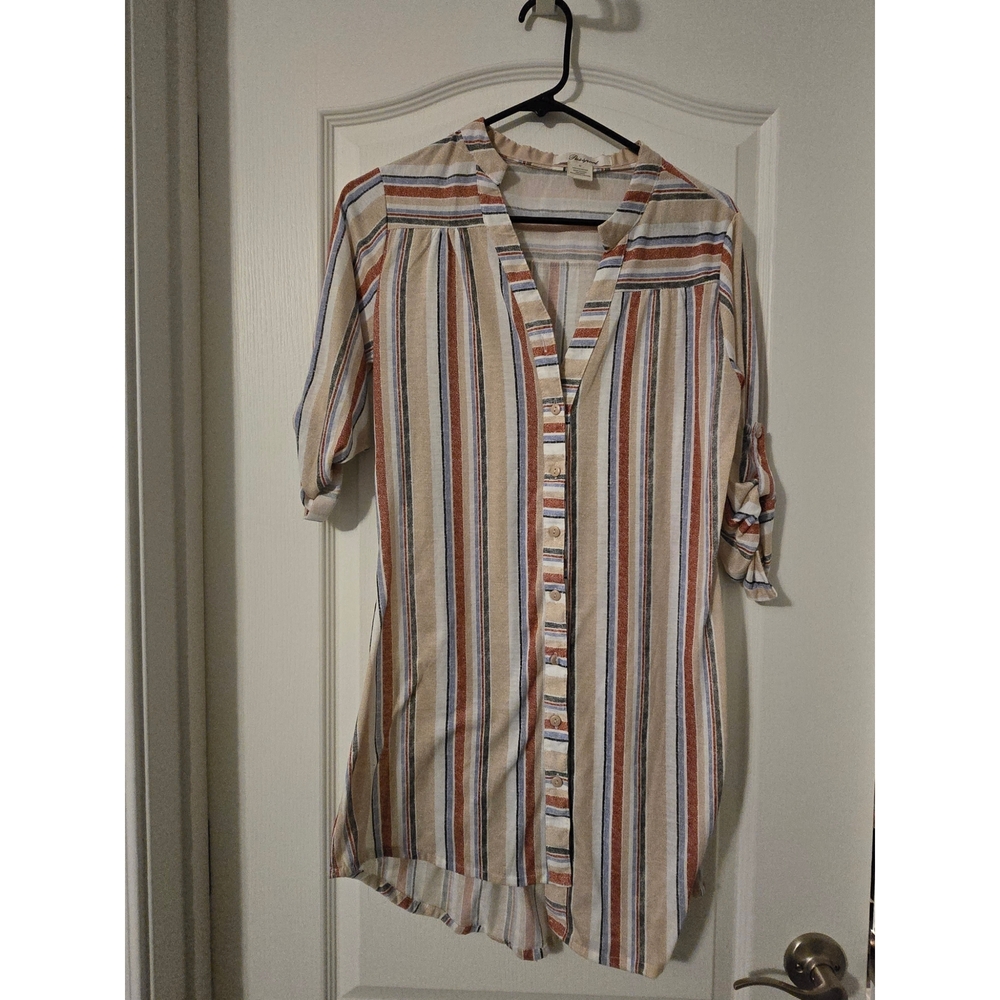 Striped Button-Down Shirt Dress